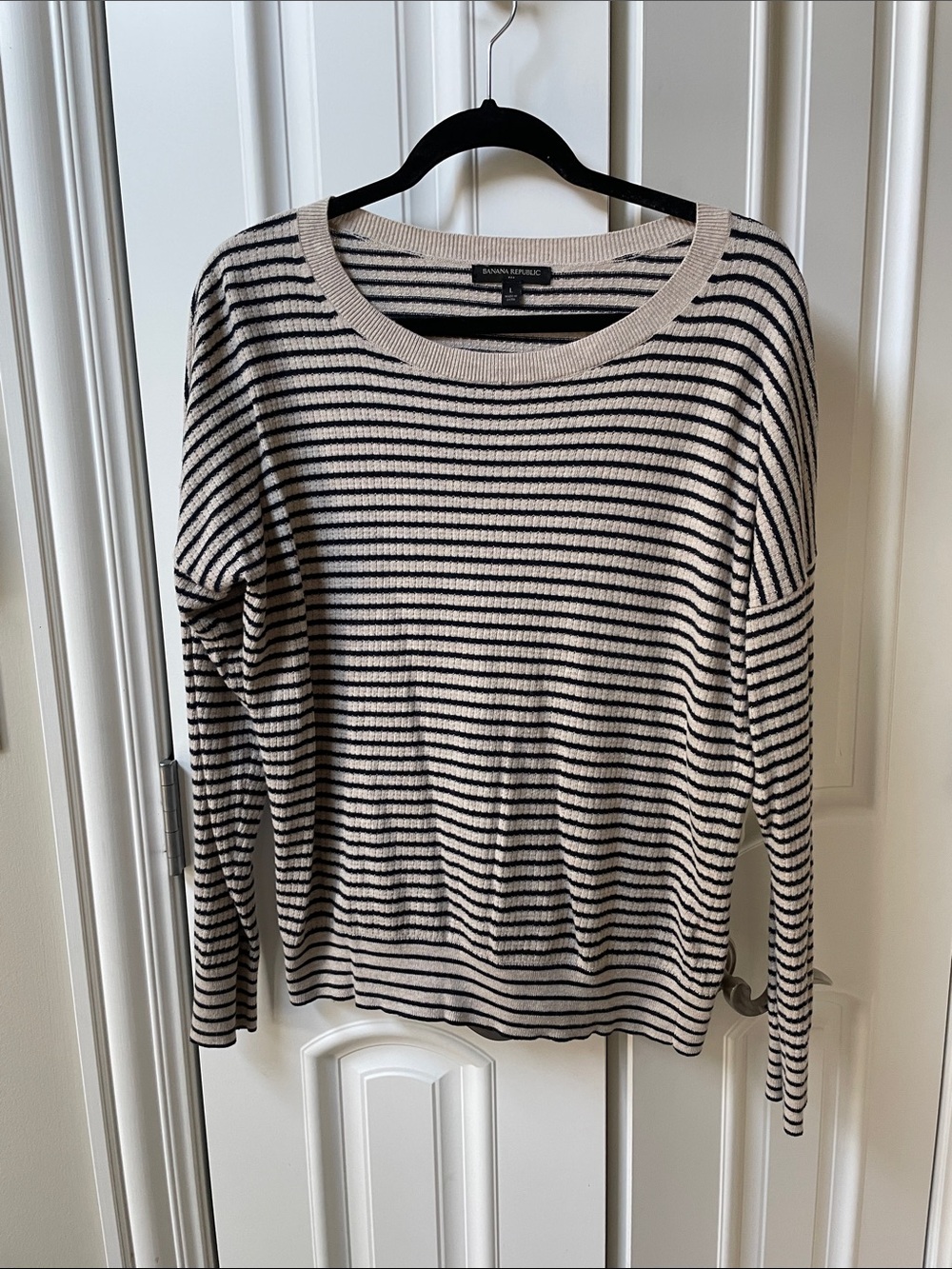Banana Republic Navy & Cream Striped Crewneck Sweater
